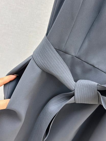 CD New Stand collar belt dress