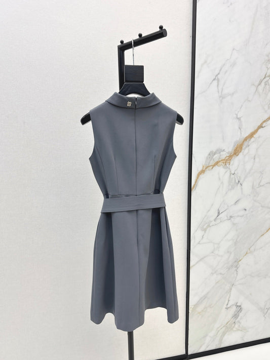 CD New Stand collar belt dress