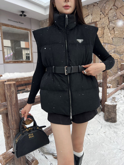Pra New belt waist vest down jacket