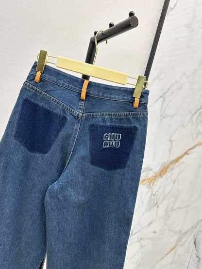 Miu New patchwork leather jeans