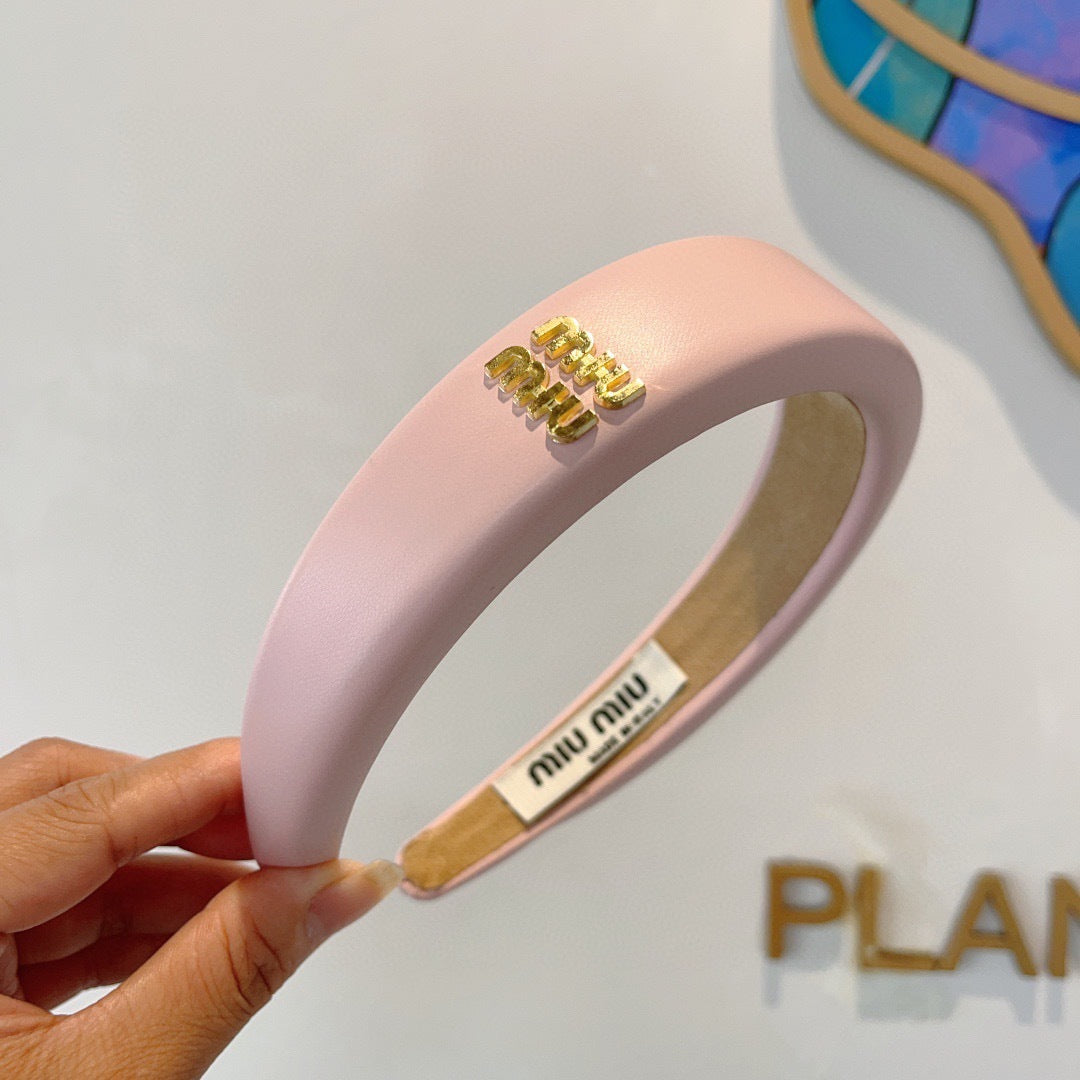 Miu New style sheepskin custom headband with metal letters