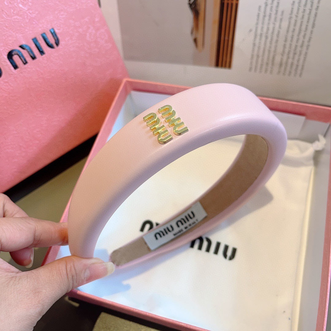 Miu New style sheepskin custom headband with metal letters