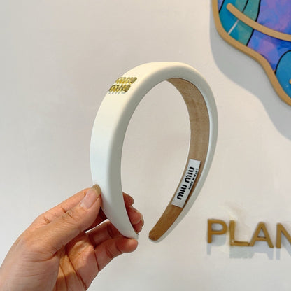 Miu New style sheepskin custom headband with metal letters