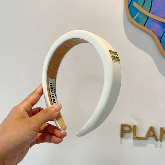 Miu New style sheepskin custom headband with metal letters