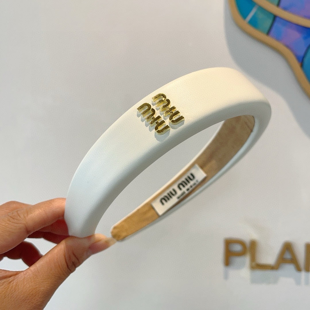 Miu New style sheepskin custom headband with metal letters