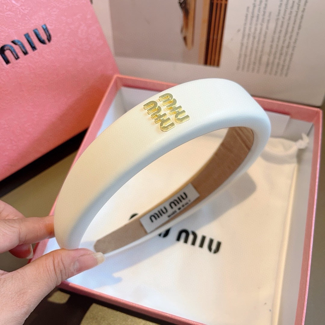 Miu New style sheepskin custom headband with metal letters