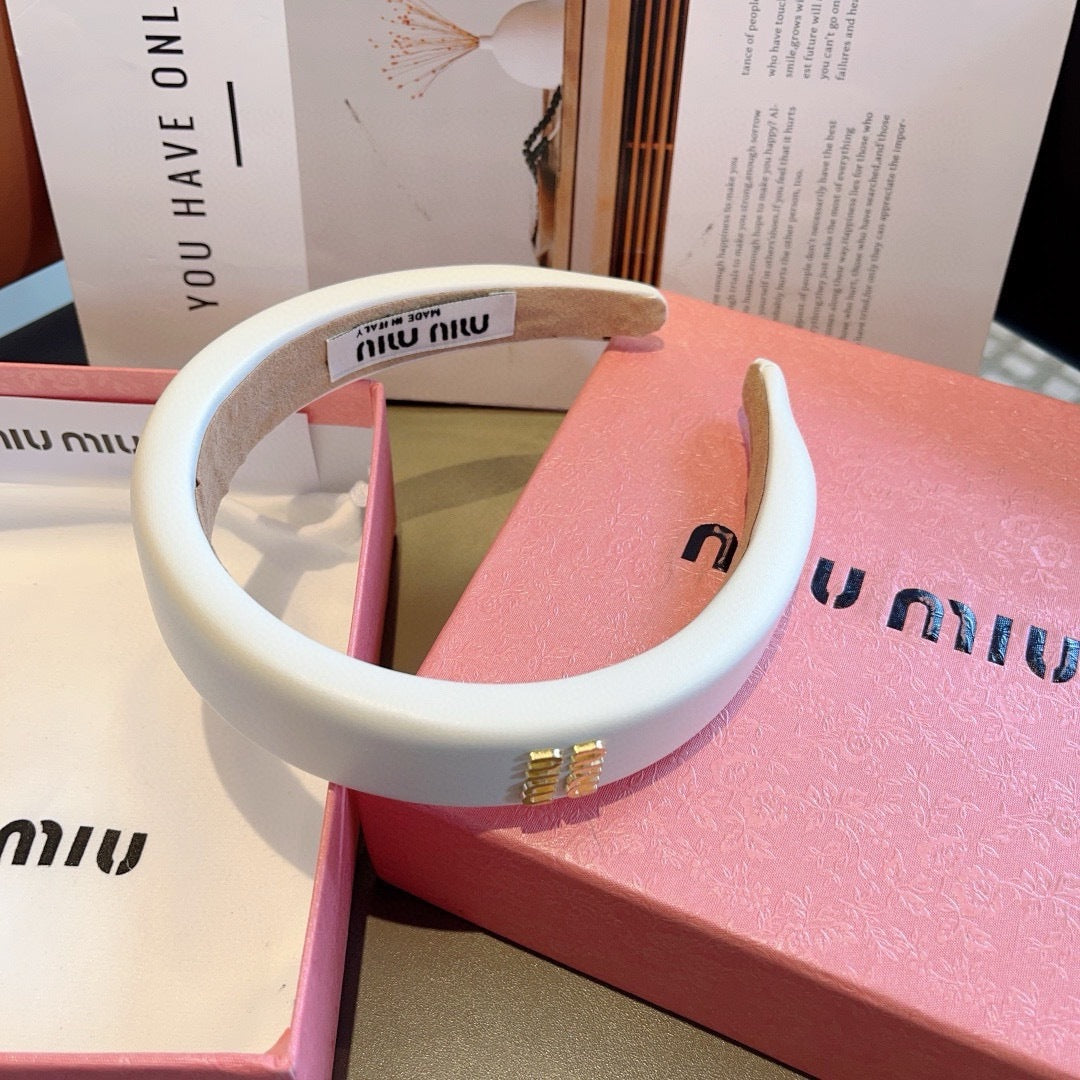 Miu New style sheepskin custom headband with metal letters