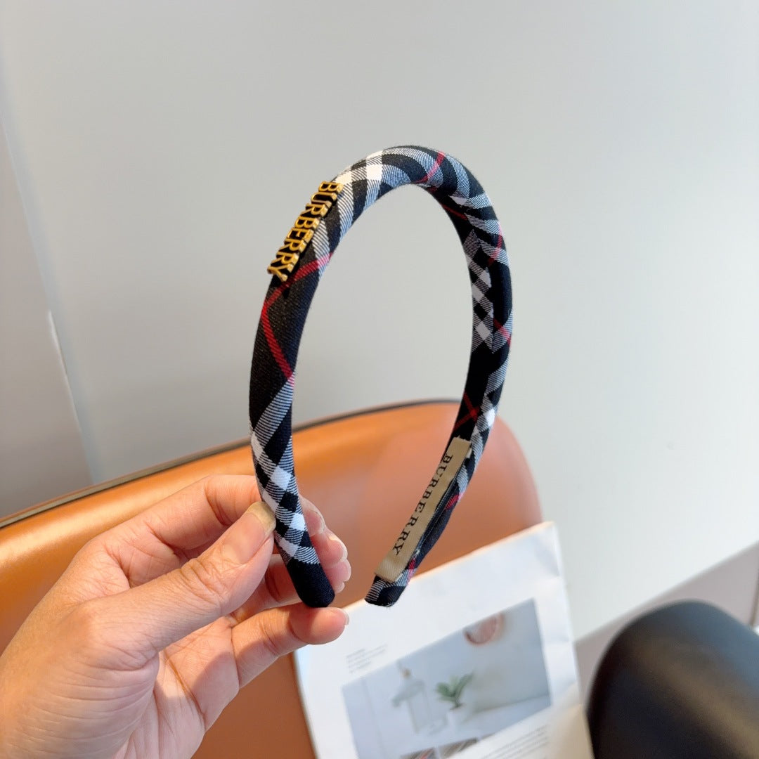 Bur New high version plaid narrow version headband