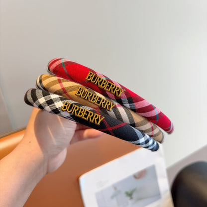 Bur New high version plaid narrow version headband