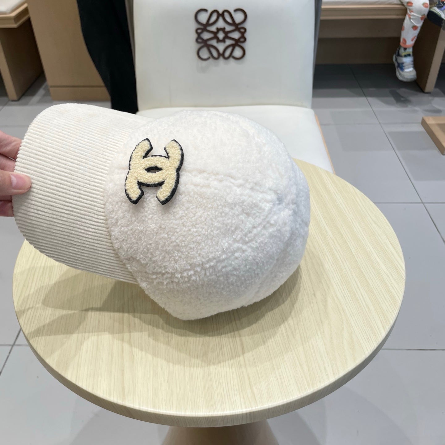 Chan Lamb wool and corduroy brim baseball cap