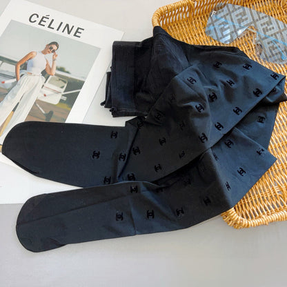 Chan classic flocked monogram stockings