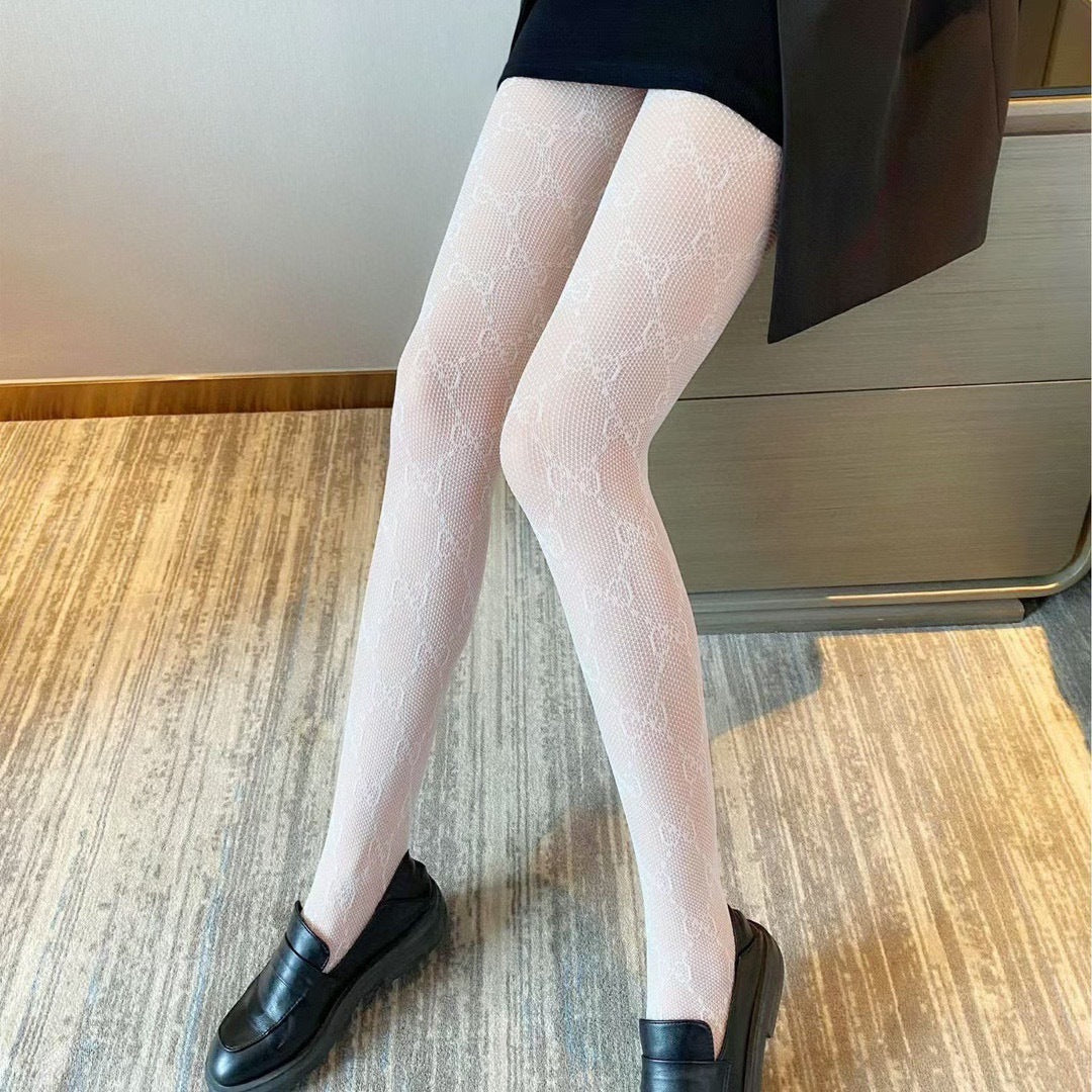 Small double G letter fishnet stockings