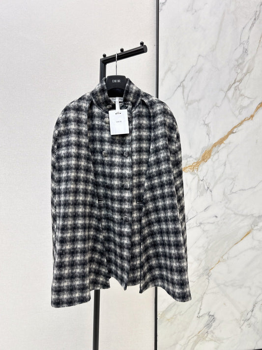 CD NEW plaid shawl cape coat